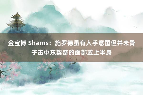 金宝博 Shams：施罗德虽有入手意图但并未骨子击中东契奇的面部或上半身