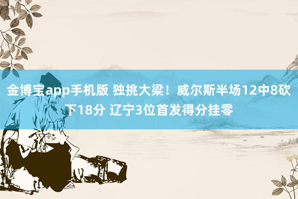 金博宝app手机版 独挑大梁！威尔斯半场12中8砍下18分 辽宁3位首发得分挂零