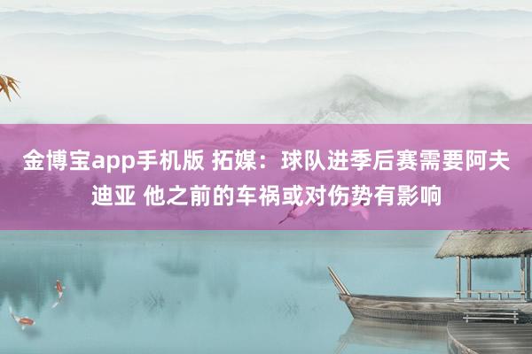 金博宝app手机版 拓媒：球队进季后赛需要阿夫迪亚 他之前的车祸或对伤势有影响