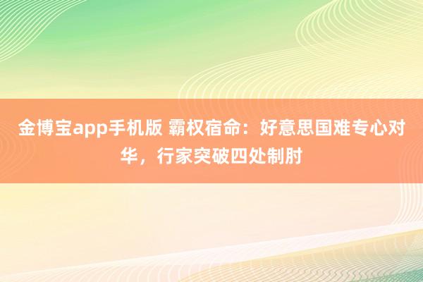 金博宝app手机版 霸权宿命：好意思国难专心对华，行家突破四处制肘