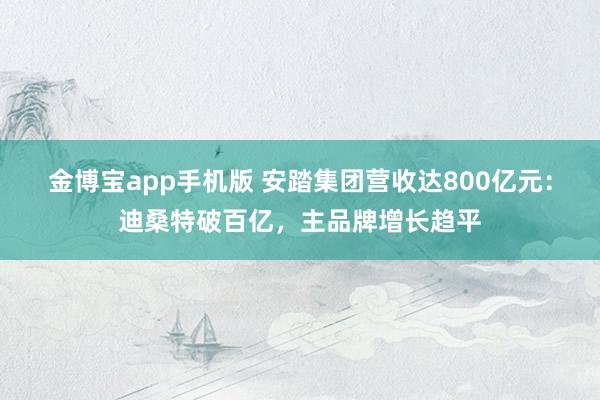 金博宝app手机版 安踏集团营收达800亿元：迪桑特破百亿，主品牌增长趋平