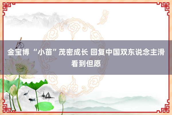 金宝博 “小苗”茂密成长 回复中国双东说念主滑看到但愿