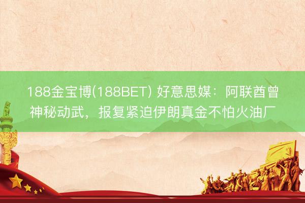 188金宝博(188BET) 好意思媒：阿联酋曾神秘动武，报复紧迫伊朗真金不怕火油厂