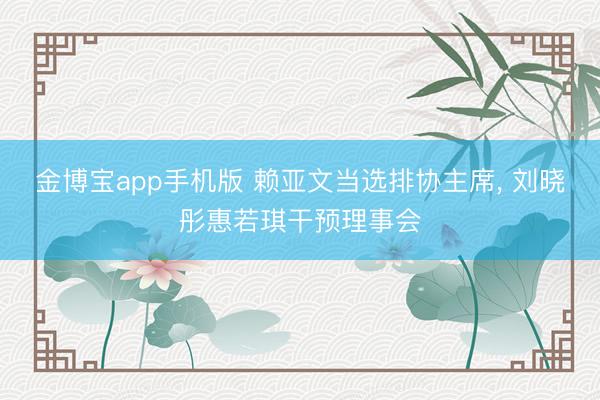 金博宝app手机版 赖亚文当选排协主席， 刘晓彤惠若琪干预理事会