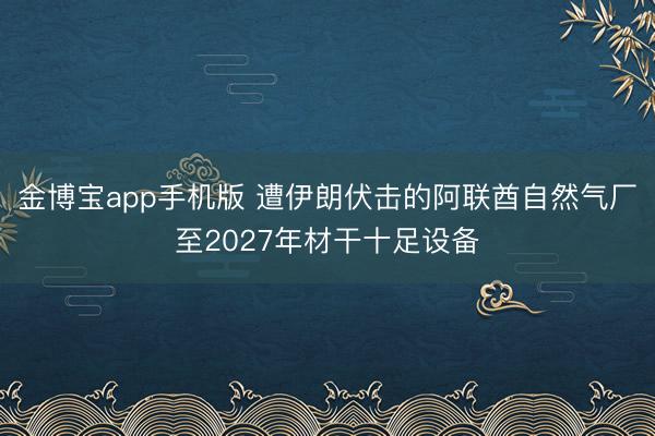 金博宝app手机版 遭伊朗伏击的阿联酋自然气厂至2027年材干十足设备