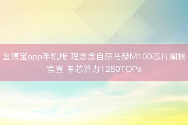 金博宝app手机版 理念念自研马赫M100芯片阐扬官宣 单芯算力1280TOPs
