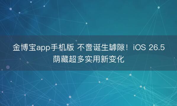 金博宝app手机版 不啻诞生罅隙！iOS 26.5荫藏超多实用新变化