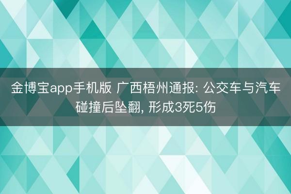 金博宝app手机版 广西梧州通报: 公交车与汽车碰撞后坠翻，<a href=