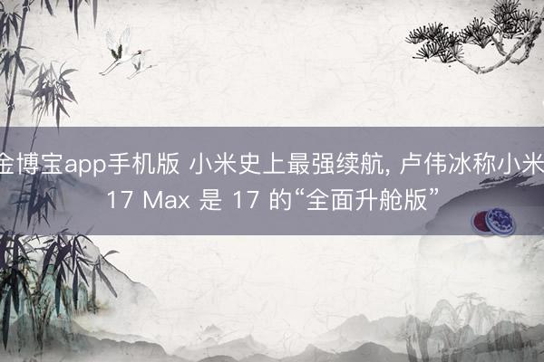 金博宝app手机版 小米史上最强续航， 卢伟冰称小米 17 Max 是 17 的“全面升舱版”