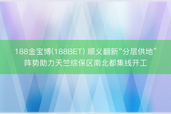 188金宝博(188BET) 顺义翻新“分层供地”阵势助力天竺综保区南北都集线开工