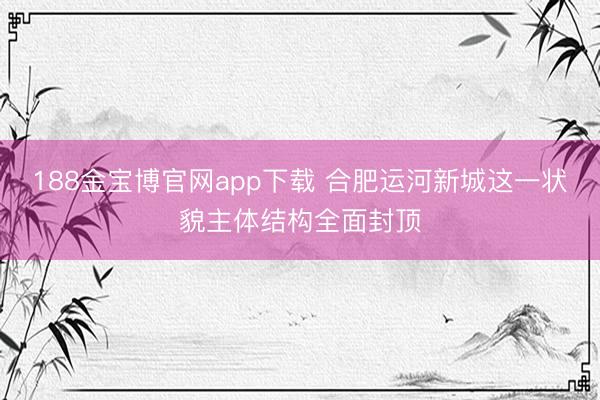 188金宝博官网app下载 合肥运河新城这一状貌主体结构全面封顶