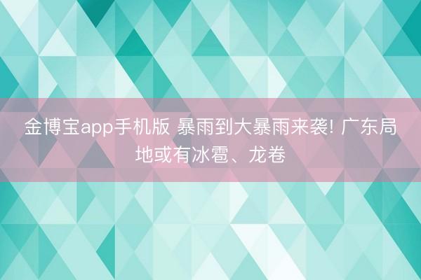 金博宝app手机版 暴雨到大暴雨来袭! 广东局地或有冰雹、龙卷