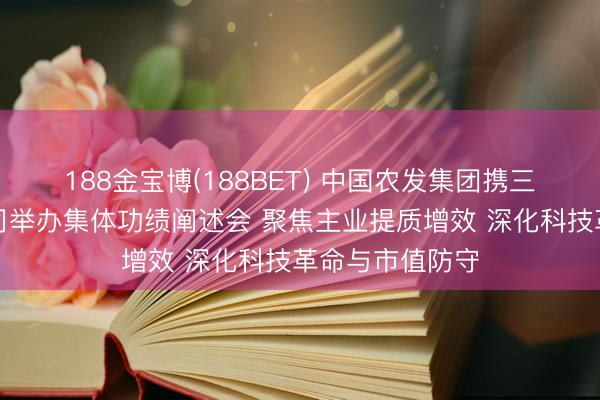 188金宝博(188BET) 中国农发集团携三家控股上市公司举办集体功绩阐述会 聚焦主业提质增效 深化科技革命与市值防守