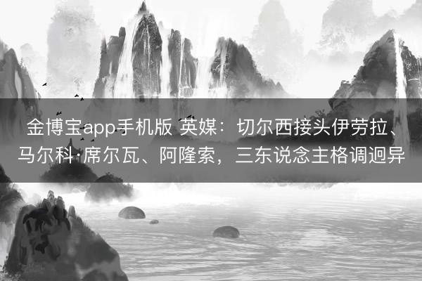 金博宝app手机版 英媒：切尔西接头伊劳拉、马尔科·席尔瓦、阿隆索，三东说念主格调迥异