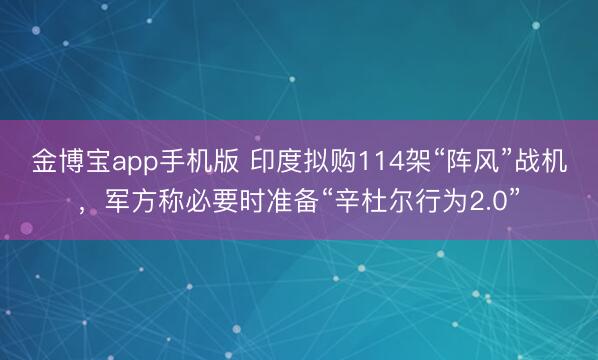 金博宝app手机版 印度拟购114架“阵风”战机,军方称必要时准备“辛杜尔行为2.0”