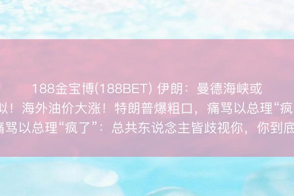 188金宝博(188BET) 伊朗：曼德海峡或将被管控，与霍尔木兹相似！海外油价大涨！特朗普爆粗口，痛骂以总理“疯了”：总共东说念主皆歧视你，你到底在干什么？
