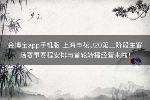 金博宝app手机版 上海申花U20第二阶段主客场赛事赛程安排与首轮转播经营来啦！