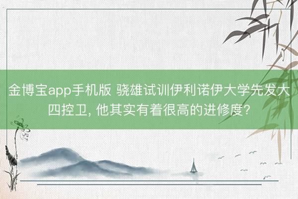 金博宝app手机版 骁雄试训伊利诺伊大学先发大四控卫, 他其实有着很高的进修度?
