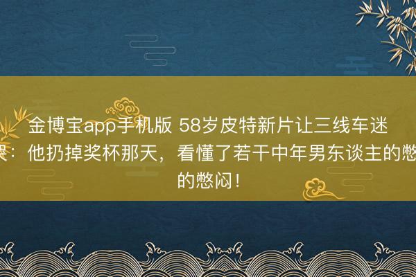 金博宝app手机版 58岁皮特新片让三线车迷狂哭：他扔掉奖杯那天，看懂了若干中年男东谈主的憋闷！
