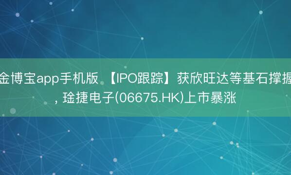 金博宝app手机版 【IPO跟踪】获欣旺达等基石撑握， 琻捷电子(06675.HK)上市暴涨