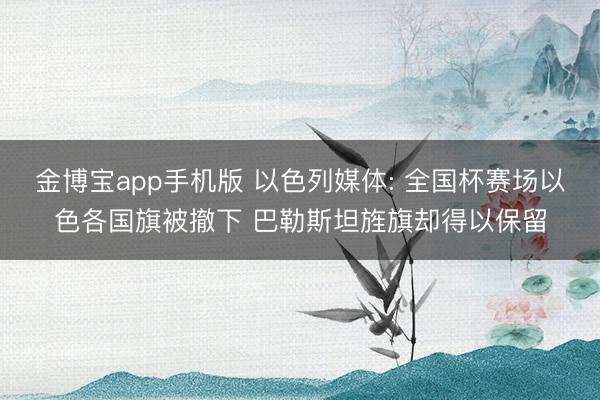 金博宝app手机版 以色列媒体: 全国杯赛场以色各国旗被撤下 巴勒斯坦旌旗却得以保留